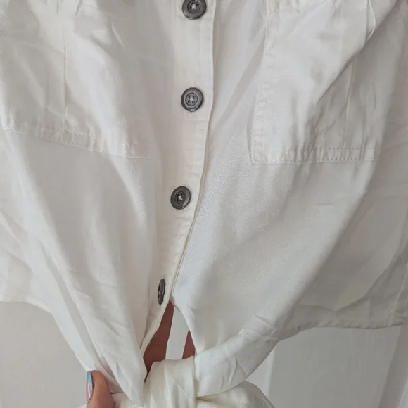 FOREVER 21 | NWT Western Sleeveless Button-Front Tie-Hem Tank S White - Picture 9 of 11